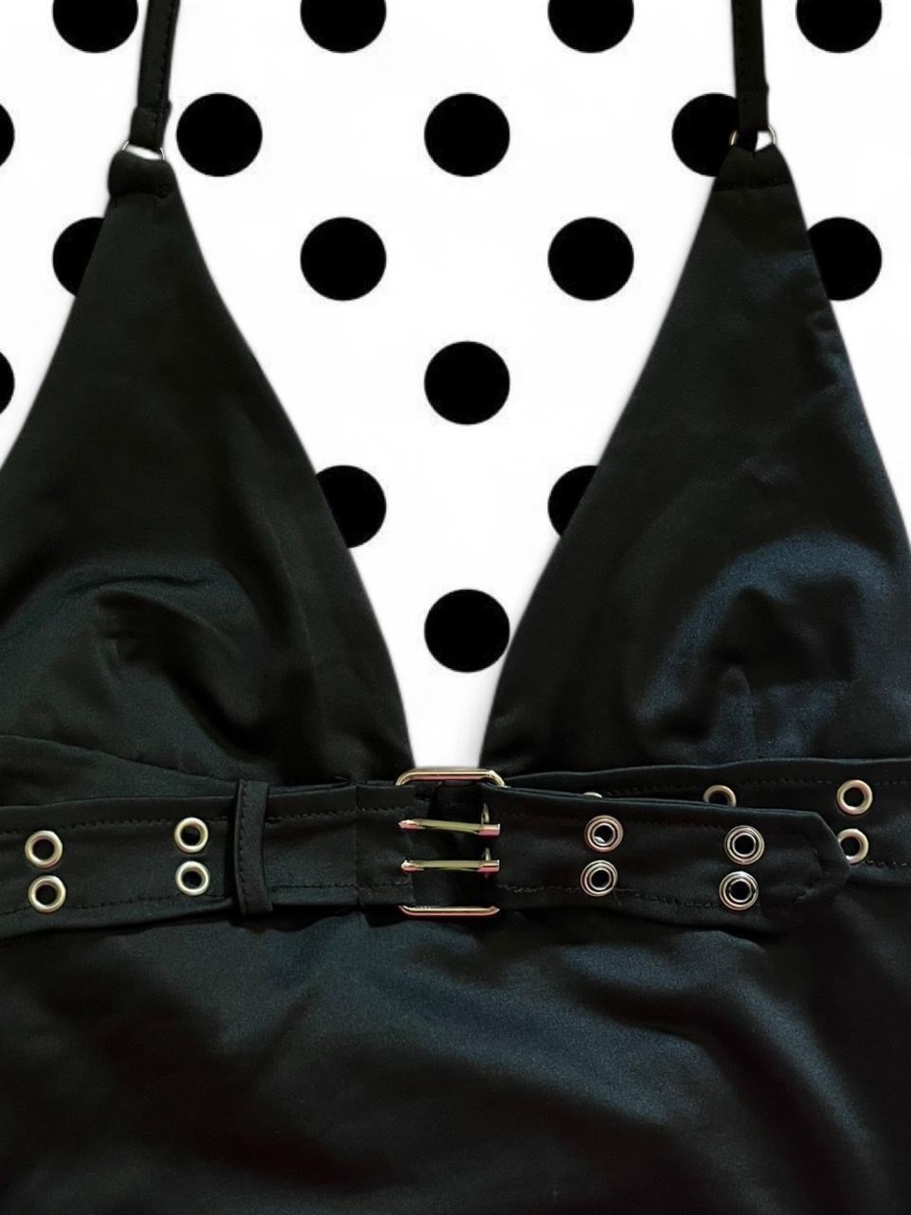 Black Halter Top with Buckle Detail